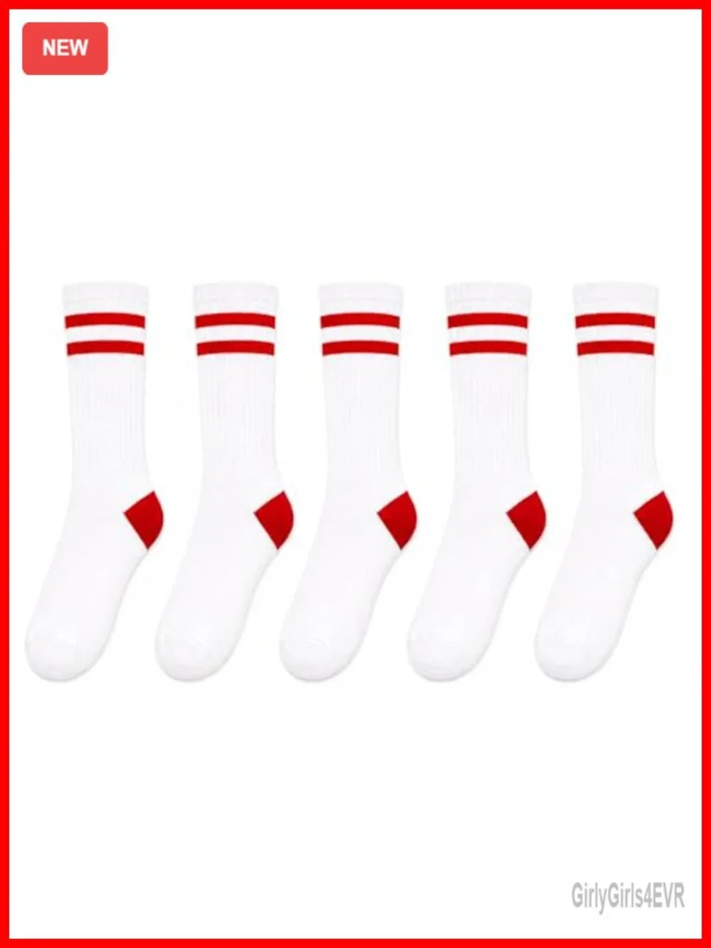 5 Pairs Retro Striped Crew Socks Women Men Vintage Varsity